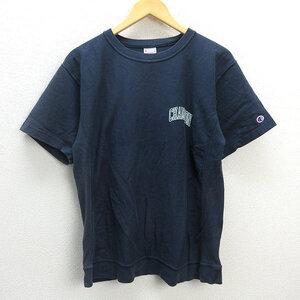 Q■チャンピオン/CHAMPION リバースウィーブ スウェットTシャツ■紺【 M 】MENS/復刻/143【中古】