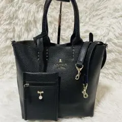 【極美品】LANVIN ランバン　ショルダーバッグ　2way ブラック　レザー