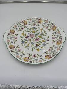 【美品】 MINTON ミントン HADDON HALL ハドンホール ケーキ プレート 花柄 平皿 大皿 幅約31cm BONE CHINA アンティーク 長期保管品 744-4