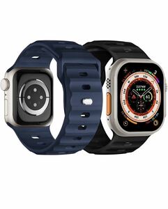 Apple watch バンド 49mm 45mm 44mm 42mm アップルウォッチバンド シリコンベルト Apple watch スポーツバンド　2本