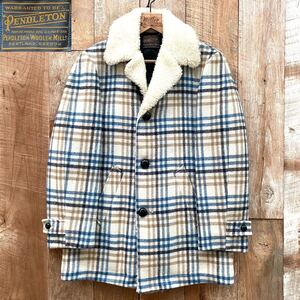 【希少】80S ヴィンテージ PENDLETON ペンドルトン チェック柄 ウール ボア コート 40位 RHC ロンハーマン購入