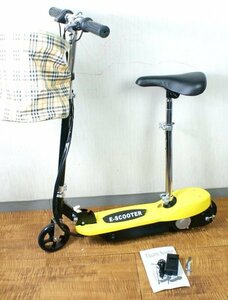 電動キックボード E-SCOOTER 折りたたみ 黄色 かご付き 動作良好　イエロー