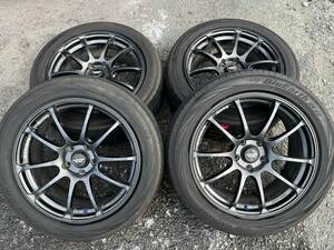 １円スタート☆美品☆ADVAN アドバンレーシング　ＲＺ　18×8J +45 114.3 5H　センターキャップ4個有り　YOKOHAMA RV02タイヤ　 235/50R18