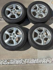 DUNLOP WINTERMAXX WM02 195/65R15 ピッチ114.3 オフセット43 15×6J 21年製 4本セット C27セレナにて使用 中古品