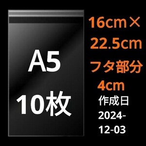 【12/3作成】　A5サイズ　OPP　OPP袋　透明袋　ビニール袋　発送用袋　宅配用袋　配送用袋　テープ付き　30ミクロン　日本製　国産　10枚