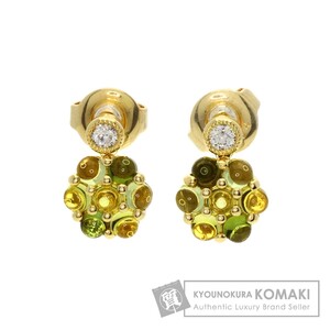 MIKIMOTO ミキモト トルマリン ダイヤモンド ピアス K18イエローゴールド レディース 中古