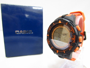 美品 CASIO PRO TREK PRG-300CM カシオ プロトレック タフソーラーオレンジカモ アウトドアウォッチ 箱付き 中古品◆140431