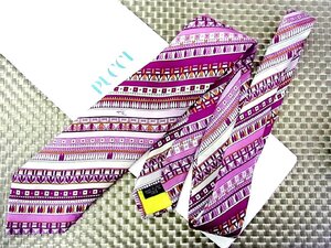 ♪36167D♪状態並品♪【デザイン ロゴ入 柄】エミリオプッチ【EMILIO PUCCI】ネクタイ