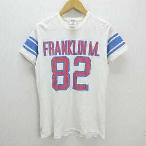 Z■イタリア製■フランクリンマーシャル/FRANKLIN MARSHALLフットボールTシャツ■白【メンズS】MENS/アメカジ/53【中古】■