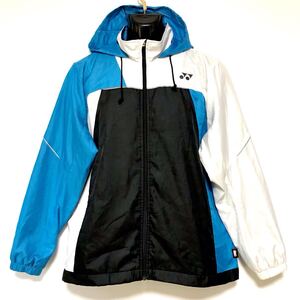 YONEX/ヨネックス☆ヒートカプセル☆ウインドブレーカー☆パーカー☆裏地付き/防寒/ジャケット/ジャージ/バドミントン/青×白×黒/M