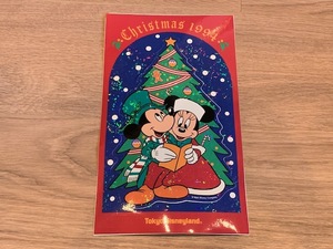 ◆祝！ファンタジースプリングス◆TDL東京ディズニーランド クリスマス ステッカー 1994年 ミッキー＆ミニー◆