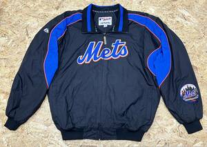 ニューヨーク メッツ　ナイロン フリースジャケット◆XL-XXL◆美品◆Majestic◆マジェスティック◆New York Mets◆スタジャン◆USA購入