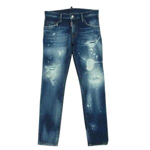 DSQUARED2 ディースクエアード S71LB1014 S3066 ジーンズ ダメージ ブリーチ 加工 スリム スキニー デニム パンツ 44【中古】