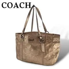 COACH コーチ ハンドバッグ メタリック ゴールド レザー