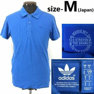 adidas★半袖ポロシャツ【メンズM/blue/青】トレフォイルロゴ/コットン/ゴルフ/スポーツ/アディダスジャパン/トルコ製/Tops◆pBH790ｂ