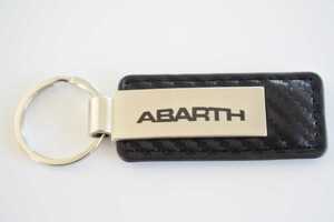 アバルトロゴ レザーキーホルダー カーボン調ブラック abarth　FIAT