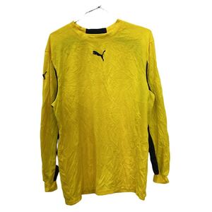 PUMA ロングTシャツ Sサイズ プーマ サッカー キーパー プロテクター入り スポーツ イエロー ブラック 古着卸 アメリカ仕入 t2206-3772