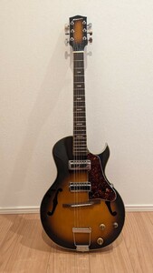 1円！kawai カワイ楽器 ショートスケールフルアコースティックビザールギタービンテージGibson ES140風　テスコteiscoグヤトーンGuyatone