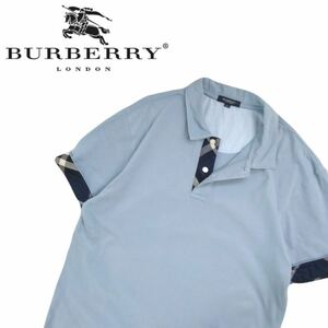 特大LL 美品 最高級 名作 BURBERRY LONDON 切替 ノバチェック 鹿の子 半袖ポロシャツ メンズ バーバリー ロンドン 日本製 2405308