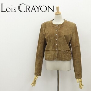 ◆Lois CRAYON ロイスクレヨン 豚革 ピッグレザー スエード ノーカラー ジャケット キャメル M