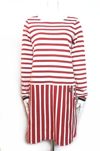 【中古】PETIT BATEAU プチバトー ワンピース レディース ボーダー 長袖 サイズXS コットン