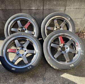 RAYS TE37SL美品　７.5J-1７インチ、インセット４０　１１４．３　５H　β-１１中古４本セット２１５－４５－１７