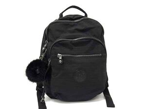 1円 ■極美品■ KIPLING キプリング ナイロン リュックサック バックパック レディース ブラック系 BI6516