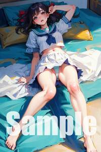 ss60★おまけ付★高品質 高画質 アニメ ポスター 美女 AI セーラー服 手描き 制服 セクシー ポスターアート かわいい 光沢紙 美少女 同人