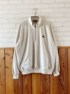 adidas GOLF アディダス ゴルフ メンズ ハーフジップ トップス 長袖 Lサイズ ベージュ アイボリー系 ハイネック ジャージ ゴルフウェア ②