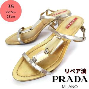 PRADA【プラダ】ゴールド ストラップ サンダル