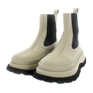 ジルサンダー JIL SANDER Chelsea Boots サイドゴアブーツ ショートブーツ 厚底 レザー 37 23.5cm オフホワイト JS37070A /AK29 レディー