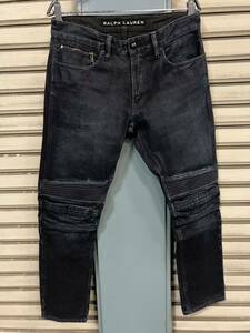 ラルフローレン ブラックレーベル ピストンモト バイカー デニムパンツ RALPH LAUREN BLACK LABEL PISTON MOTO DENIM JEANS 濃紺W29 ¥70000