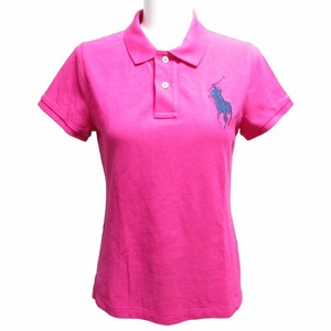 ポロ ラルフローレン POLO RALPH LAUREN ポロシャツ ヘンリーネック ビッグポニー 半袖 ピンク マゼンタ Mサイズ ■GY09