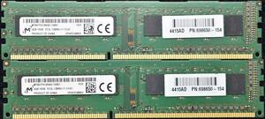 4GB 2枚組 (合計 8GB) PC3L-12800 PC3L-12800U DDR3L-1600 240pin non-ECC UDIMM (1.35V対応) 1Rx8 デスクトップPC用 MT micron (ED102 x1s