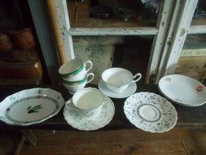 洋食器10点まとめて カップ＆ソーサー 皿 HEREND・HVNGARY / WEDGWOOD / NARUMI CHINA / 他 レトロ OLD