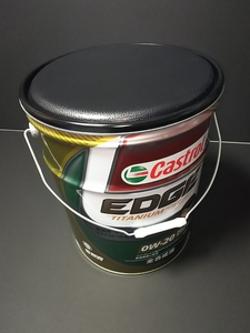 未使用！ カストロール エッジ ペール缶 イス 椅子 Castrol EDGE オイル缶 クッション 蓋付き 収納 小物入れ 