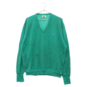 LACOSTE ラコステ 90s USA製 IZOD V Neck Knit アイゾッド Vネックニット長袖セーター ビンテージ グリーン