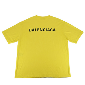 バレンシアガ BALENCIAGA 半袖 Tシャツ クルーネック バックロゴ プリント 612966 コットン イエローサイズM トップス カットソー 中古