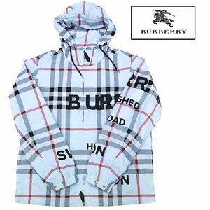 【1円/良品】バーバリー BURBERRY メンズ メガチェック ナイロンパーカー ブルゾン 8050283 PALE BLUE IP CHECK ジップアップ M 43782