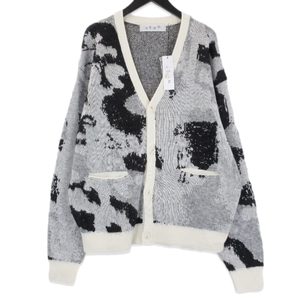 未使用 BAL バル ジャガード ウール カーディガン BAL-2076 JAQUARD WOOL CARDIGAN グレー 3 タグ付き 71010591