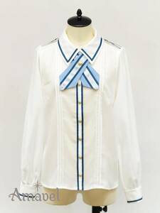 新品　未使用　アマベル Amavel Message Ribbon クロスタイブラウス サックス（SaxeBlue）