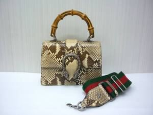 6/ GUCCI グッチ 523367 ディオニュソス バンブー パイソン トップハンドルバッグ 2WAY ショルダー シェリー a