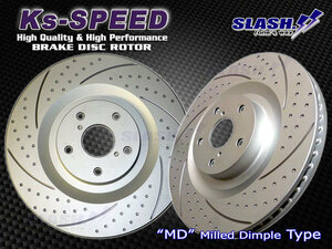 MD-7023 SUBARU WRX STI・VAB[A-C型Brembo 17inch 4POT]用Front左右SET■MDディンプルローター[非貫通穴+湾曲6本スリット]※Rearも承ります