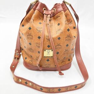 正規品　MCM エムシーエム　ショルダーバッグ　巾着 バケツ型　ヴィセトス柄　 ブラウン系　横23.5cm 高さ29cm マチ17cm R尼1005