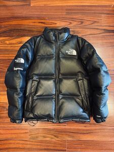 【正規品】2017AW supreme north face leather nuptse jacket M シュプリーム ダウン マルジェラ ノースフェイス box logo ヌプシ