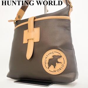 未使用級 HUNTING WORLD ハンティングワールド サコッシュ ショルダーバッグ バチュー 斜めがけ 肩がけ クロスボディ ロゴ メンズ