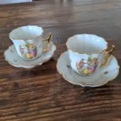 フランスアンティーク　LIMOGES CASTEL デミタスカップ＆ソーサー