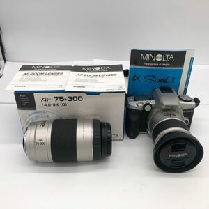 MINOLTA ミノルタ α Sweet II フィルムカメラ 55mm 28-80mm 1:3.5(22)-5.6D +75-300mm 1:4.5(32)-5.6D ボディ レンズ 動作未確認