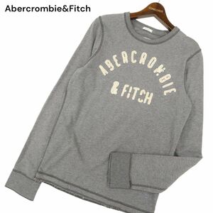 Abercrombie&Fitch アバクロンビー＆フィッチ 通年 長袖 ロゴパッチ刺繍★ カットソー ロンTシャツ Sz.S　メンズ グレー　C4T01881_3#F