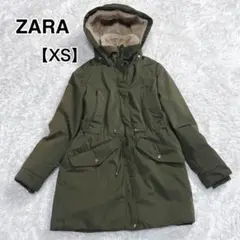 ZARA trf ザラ モッズコート カーキ ロング ボア ダウン フード付き